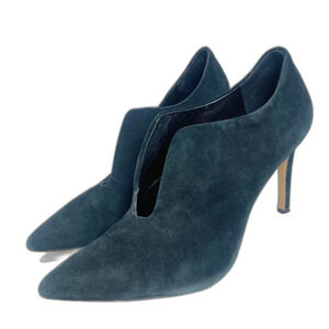 Vince Camuto Metseya Black Suede Bootie Heel Pump Split Vamp Women's Size 8